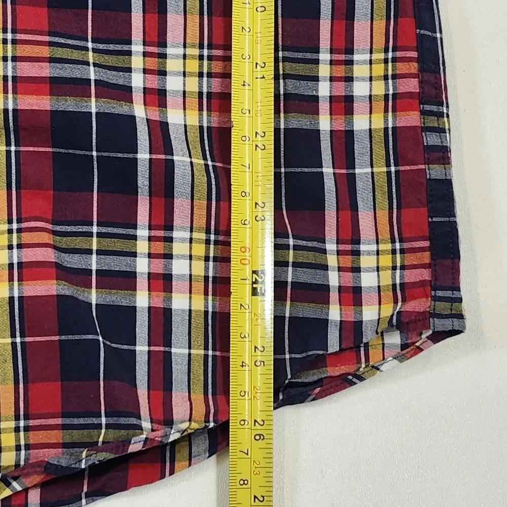 J Crew Mens Large Shirt Button Down Up Classic Flex Washed Plaid Long Sleeve